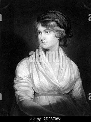 MARY WOLLSTONECRAFT (1759-1797) Englische Schriftstellerin, Philosophin und Verfechterin der Frauenrechte. Gravur nach Porträt um 1797. Stockfoto