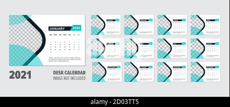 Creative 2021 Schreibtisch Kalender Design Vektor Vorlage Stock Vektor