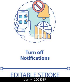 Symbol für das Benachrichtigungskonzept deaktivieren Stock Vektor