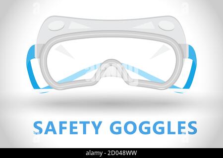 Schutzbrille, isoliert auf weißem Hintergrund, Experimentelle Brille, Augenschutz, Vektorgrafik Stock Vektor