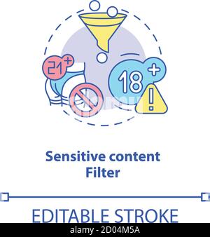 Symbol für das Filterkonzept für sensible Inhalte Stock Vektor