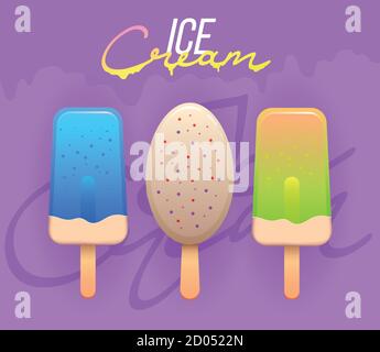 Eiscreme-Vektorsymbole. Sammlung von Eis-Illustrationen. Logo der Eisdiele Stock Vektor
