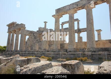 Der antike griechische Tempel von Afaea (Afaia) auf der Insel Aegina, Griechenland Stockfoto