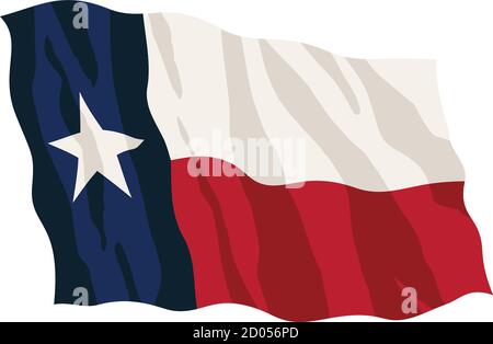 Texas State Flag Winken Isoliert Vektor-Illustration Stock Vektor