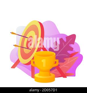 Geschäftserfolg. Pfeil trifft Ziel. Ziel erreichen. Stock Vektor