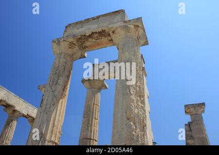 Der antike griechische Tempel von Afaea (Afaia) auf der Insel Aegina, Griechenland Stockfoto