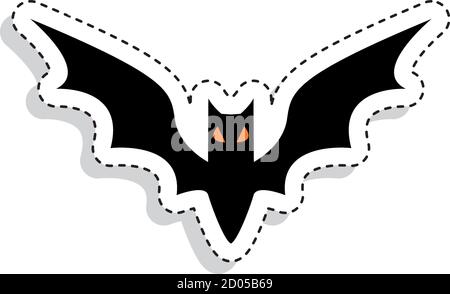 Aufkleber einer gruseligen Fledermaus-Ikone. Halloween Tier Symbol - Vektor Stock Vektor
