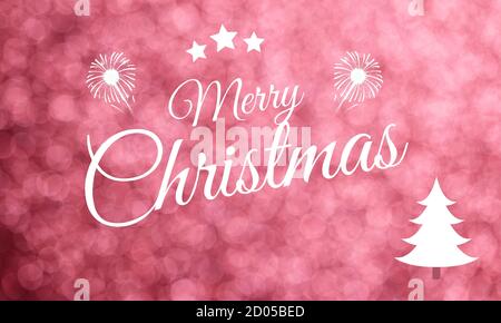 Weihnachtsposter mit Text Frohe Weihnachten auf dem roten Bokeh Backgtound Stock Vektor