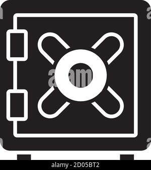 Strongbox-Symbol über weißem Hintergrund, Silhouette Stil, Vektor-Illustration Stock Vektor