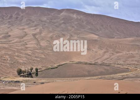 See Tamaying zwischen Sanddünen-Badain Jaran Wüste. Alxa Plateau-Innere Mongolei-China-1063 Stockfoto