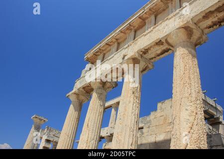 Der antike griechische Tempel von Afaea (Afaia) auf der Insel Aegina, Griechenland Stockfoto