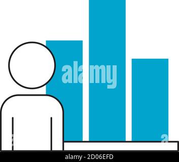 Zeichen Statistik Diagramm Finanzbericht Vektor Illustration blaue Linie und Füllen Stock Vektor