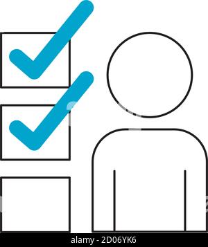 avatar Check markieren Rekrutierung Arbeitskonzept blaue Linie und füllen vektorgrafik Stock Vektor