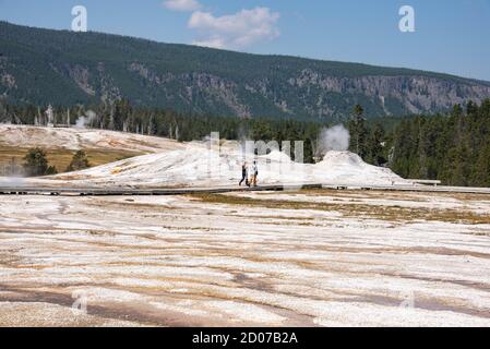 Stunning geysers in Yellowstone National Park, Wyoming, USA Stock Photo