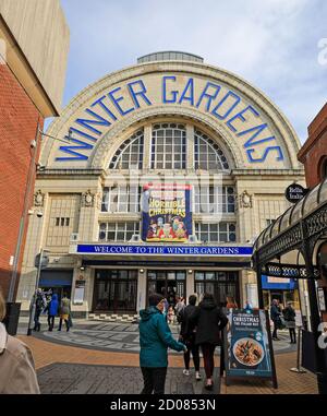 Der Eingang zu den Winter Gardens in Blackpool, Lancashire, England, Großbritannien Stockfoto