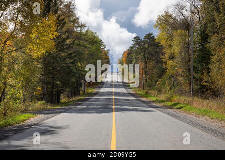 Landstraße an einem unruhigen Herbsttag Stockfoto