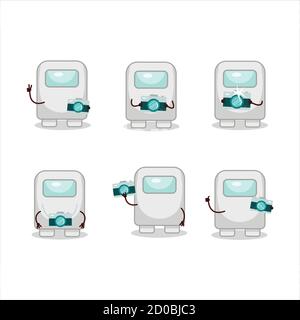 Fotograf Beruf Emoticon mit unter uns weißen Zeichentrickfigur Stock Vektor