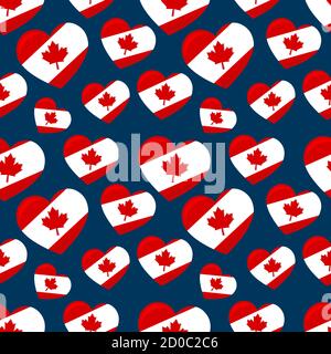 Herz mit kanadischen Flagge nahtlose Muster Vektor Illustration Hintergrund Stock Vektor
