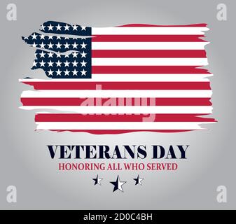 Happy Veterans Tag, grunge amerikanische Flagge, zu Ehren aller, die serviert, Vektor-Illustration Stock Vektor