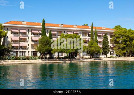 Luftaufnahme von Hotels auf den Brijuni Inseln, Kroatien Stockfoto