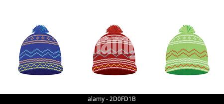 Gestrickte Wintermütze Set. vektor-Illustration Stock Vektor