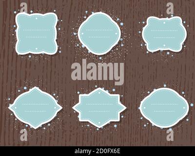 Vector Set von Etiketten und Tags mit dekorativen runden Elementen. In blauen Farben. Stock Vektor