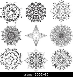 Mandala für Muster Malbuch.Rundschreiben symmetrische Mandala auf weißem Hintergrund. Stock Vektor