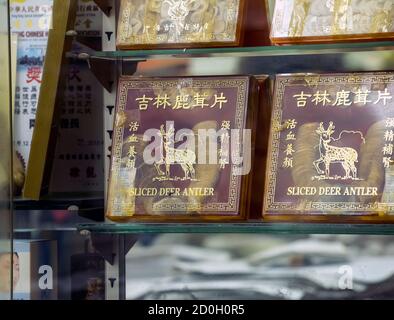 Konservierte Tierteile für die chinesische Medizin, Hongkong, China. Stockfoto