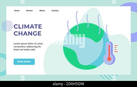 Klimawandel Erde heißen Dampf Thermometer Kampagne für Web-Website Startseite Startseite Landing Page Vorlage Banner mit flachen Stil Stock Vektor