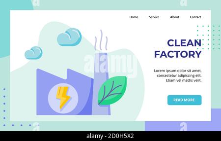 Saubere Fabrik emittieren geringe Umweltverschmutzung Kampagne für Web-Website zu Hause Startseite Landing Page Vorlage Banner mit flachen Stil Stock Vektor
