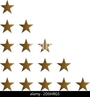 Gold Star flache Symbol, Sterne-Preis, Ranking, Bewertung Stern ein bis fünf Sterne isoliert auf weißem Hintergrund Stock Illustration Stock Vektor