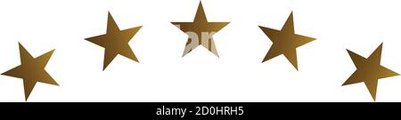 Gold Star flaches Symbol, Sternrate, Ranking, Bewertung Stern ein bis fünf Sterne Kurve isoliert auf weißem Hintergrund Stock Illustration Stock Vektor