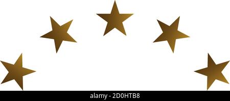 Gold Star flaches Symbol, Sternrate, Ranking, Bewertung Stern ein bis fünf Sterne Kurve isoliert auf weißem Hintergrund Stock Illustration Stock Vektor