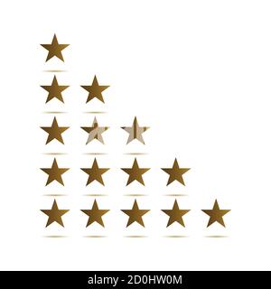 Gold Star flache Symbol, Sterne-Preis, Ranking, Bewertung Stern ein bis fünf Sterne isoliert auf weißem Hintergrund Stock Illustration Stock Vektor