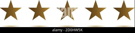 Gold Star flache Symbol, Sterne-Preis, Ranking, Bewertung Stern ein bis fünf Sterne isoliert auf weißem Hintergrund Stock Illustration Stock Vektor