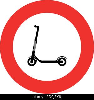 Elektroroller Schild Symbol, rotes Schild isoliert Stock Vektor