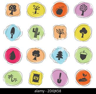 Bäume-Icon-set Stock Vektor