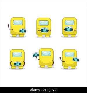 Fotograf Beruf Emoticon mit unter uns gelben Zeichentrickfigur Stock Vektor