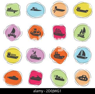 Wasser Transport Icon Set Stock Vektor