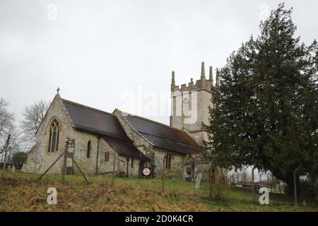 St. Giles Kirche in Imber Village Teil des Militärtrainings in Salisbury Plain, Wiltshire, England, Großbritannien Stockfoto