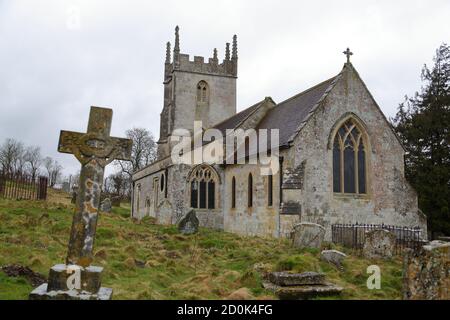 St. Giles Kirche in Imber Village Teil des Militärtrainings in Salisbury Plain, Wiltshire, England, Großbritannien Stockfoto