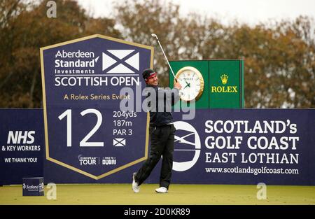 Der Italiener Edoardo Molinari schlägt sich in der dritten Runde der Aberdeen Standard Investments Scottish Open im Renaissance Club, North Berwick, vom 12. Ab. Stockfoto