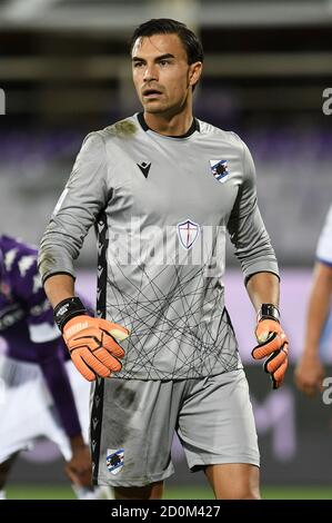 Emil Audero (UC Sampdoria) in azione während Fiorentina vs Sampdoria, italienisches Fußballspiel Serie A, Florenz, Italien, 02. Oktober 2020 Stockfoto