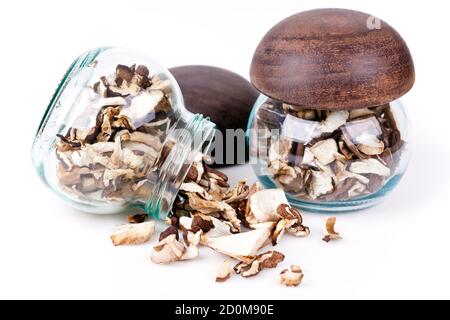 In Scheiben schneiden und getrockneten essbaren Boletus Stockfoto