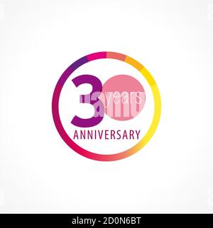 30 Jahre altes Logo. Abstrakte farbige abstrakte Schablone Medaille. Grüße feiert. Feiern isolierte Zahlen 30 Jahrestag, Symbol des Alters. Stock Vektor