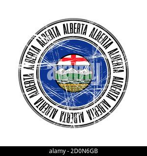 Provinz Alberta, Kanada. Vektor-Poststempel auf weißem Hintergrund Stock Vektor