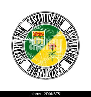 Provinz Saskatchewan, Kanada. Vektor-Poststempel auf weißem Hintergrund Stock Vektor