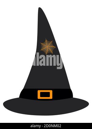 Halloween Vektor Illustration Hexe Hut. Isoliert auf weißem Hintergrund. Stock Vektor
