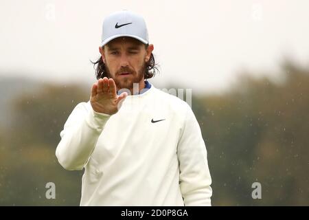 Englands Tommy Fleetwood auf dem zweiten Grün während der dritten Runde der Aberdeen Standard Investments Scottish Open im Renaissance Club, North Berwick. Stockfoto