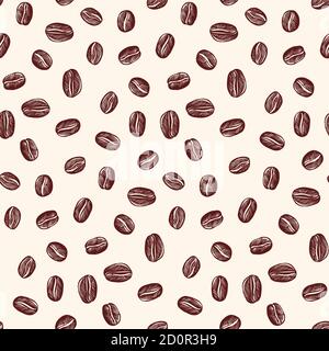 Nahtlose Kaffeebohnen Muster Hand gezeichnet Skizze Stil Vektor Illustration Stock Vektor